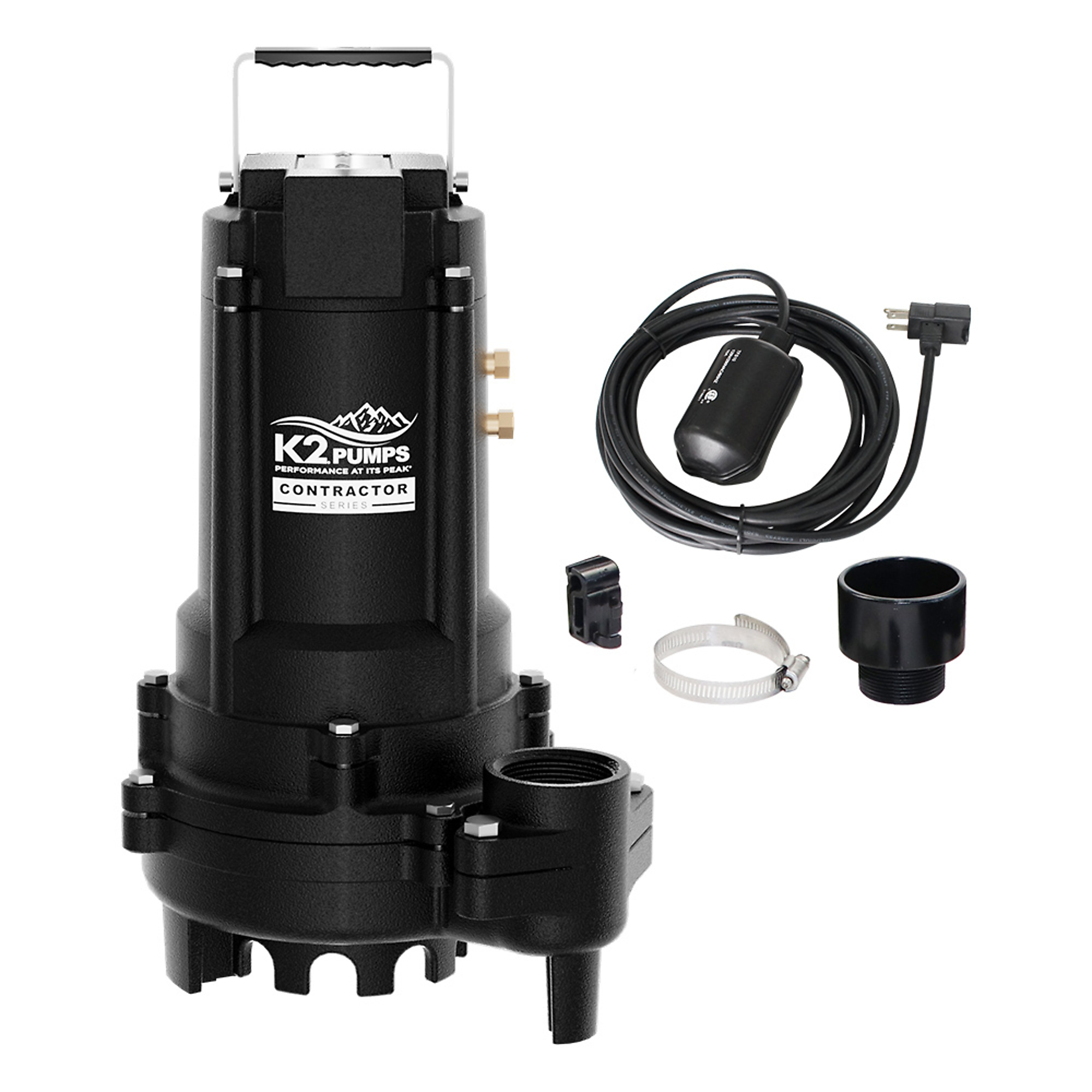 K2 3/4 HP Sump/Effluent Pump - Piggyback Tethered, Max. Flow 3900 GPH, Port Size 1.5 in, Model# SPI07508TPK